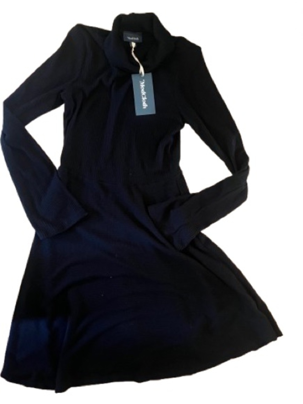 NWT ModCloth Idyllic Arrangement Ribbed Sweater Dress Black Med